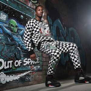 Checkered Black and White Men's Pants